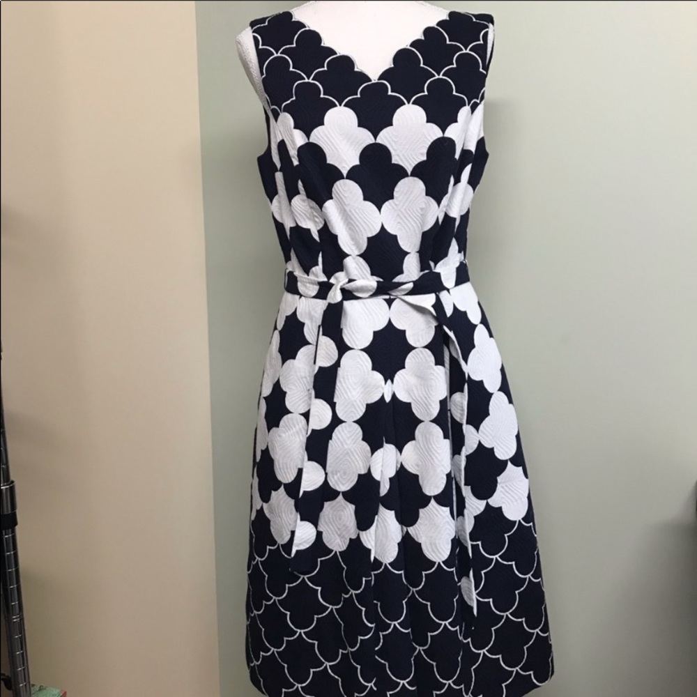 Talbots Dress Navy Blue and White